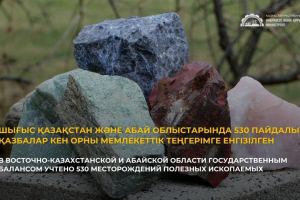 Шығыс Қазақстан және Абай облыстарында 530 пайдалы қазбалар кен орны мемлекеттік теңгерімге енгізілген